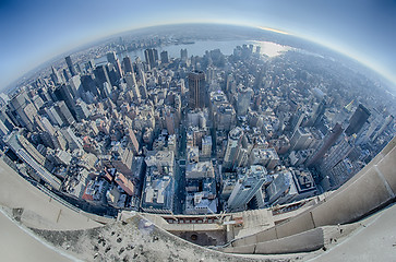 Image showing Aerial view of New York City skyline, Manhattan, New York