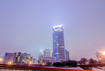 Image showing foggy weather over charlotte north carolina skyline