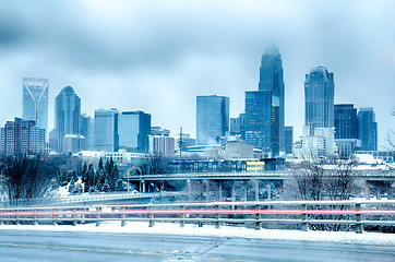 Image showing charlotte north carolina city after snowstorm and ice rain