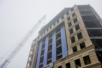 Image showing foggy day over major construction site 
