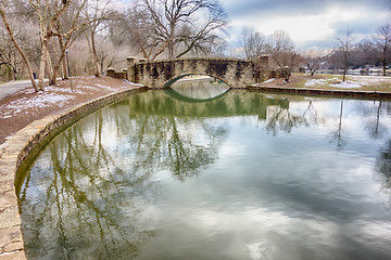 Image showing The stone bridge at Freedom Park in Charlotte, NC