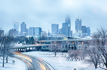 Image showing charlotte north carolina city after snowstorm and ice rain