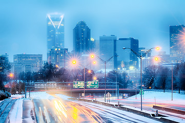 Image showing charlotte north carolina city after snowstorm and ice rain