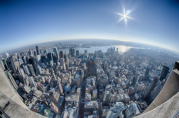 Image showing Aerial view of New York City skyline, Manhattan, New York