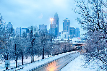 Image showing charlotte north carolina city after snowstorm and ice rain