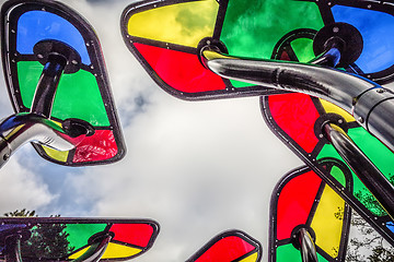 Image showing colorful playground structure elements with sky