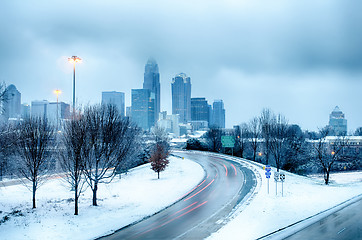 Image showing charlotte north carolina city after snowstorm and ice rain