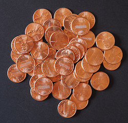 Image showing Dollar coins 1 cent wheat penny cent