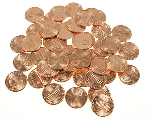 Image showing Dollar coins 1 cent wheat penny cent