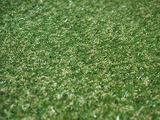 Image showing Green artificial synthetic grass meadow background