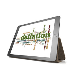 Image showing Deflation word cloud on tablet
