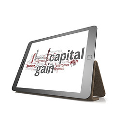 Image showing Capital gain word cloud on tablet