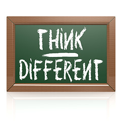 Image showing Think Different written with chalk on blackboard