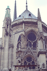 Image showing Architectural details of Cathedral Notre Dame de Paris. 