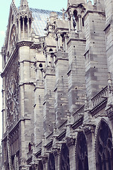 Image showing Architectural details of Cathedral Notre Dame de Paris. 