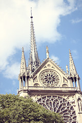 Image showing Architectural details of Cathedral Notre Dame de Paris. 