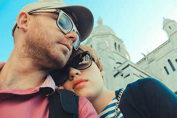 Image showing couple on a background of Basilica of the Sacre Coeur