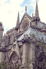 Image showing Architectural details of Cathedral Notre Dame de Paris. 