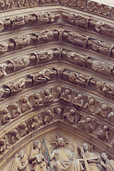 Image showing Architectural details of Cathedral Notre Dame de Paris. 