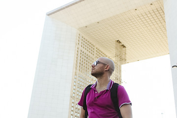 Image showing young confident man in business district of Paris