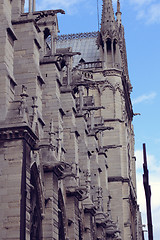 Image showing Architectural details of Cathedral Notre Dame de Paris. 