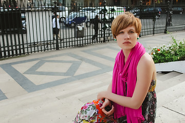 Image showing Beautiful young woman in Paris, France.