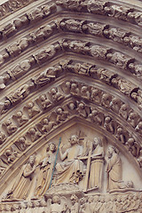 Image showing Architectural details of Cathedral Notre Dame de Paris. 