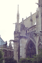 Image showing Architectural details of Cathedral Notre Dame de Paris. 