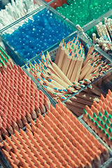 Image showing Background of colored pencils for creativity closeup