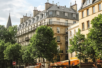 Image showing View on traditional parisian buildings in Paris, France.