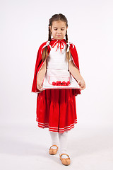 Image showing little girl in costume looking into the distance