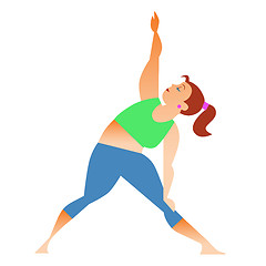 Image showing Normal a little fat woman doing yoga