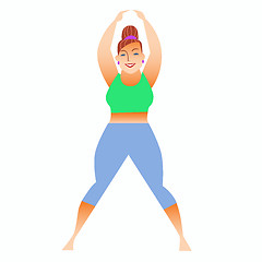 Image showing Normal a little fat woman doing yoga