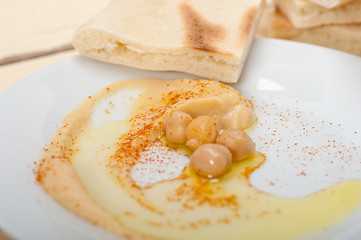 Image showing Hummus with pita bread 