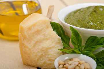 Image showing Italian basil pesto sauce ingredients