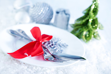 Image showing fork and knife on plate