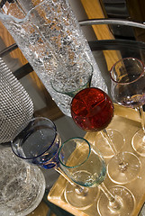 Image showing fancy cocktail glasses and crackled glass