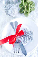 Image showing fork and knife on plate