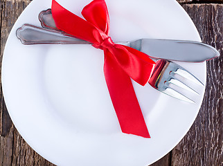 Image showing fork and knife on a table