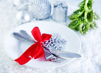 Image showing fork and knife on plate