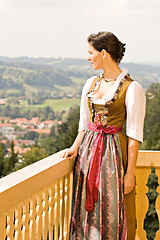Image showing Bavarian girl on the balcony