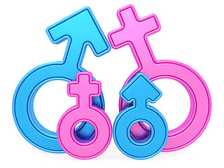 Image showing Parents with children of male and female gender signs