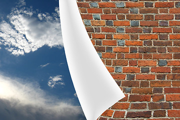 Image showing brick cuff on the beautiful panorama of blue sky