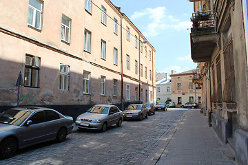 Image showing street in Lvov with parked cars