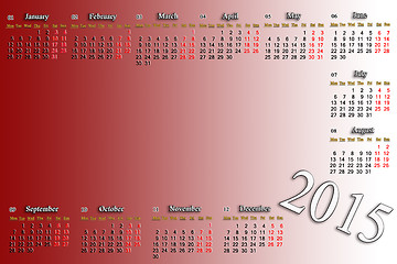 Image showing claret calendar for 2015 year with place for image