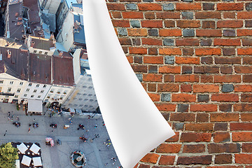 Image showing brick cuff on the beautiful panorama of Lvov city