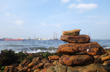 Image showing Rocks on the coast of the sea