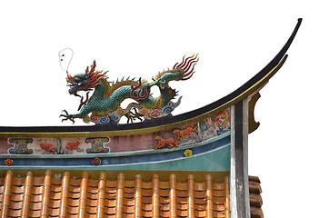 Image showing Dragon on the top of chinese temple