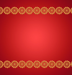 Image showing pattern from laces on the red for the card