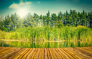 Image showing Bridge by a lake